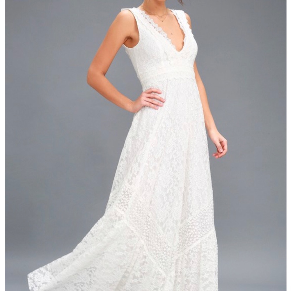 White Lulus Lace Maxi Dress